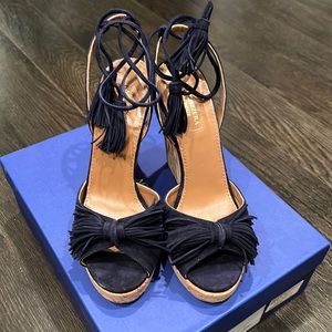 Aquazzura Wild One fringe sandal, Ink